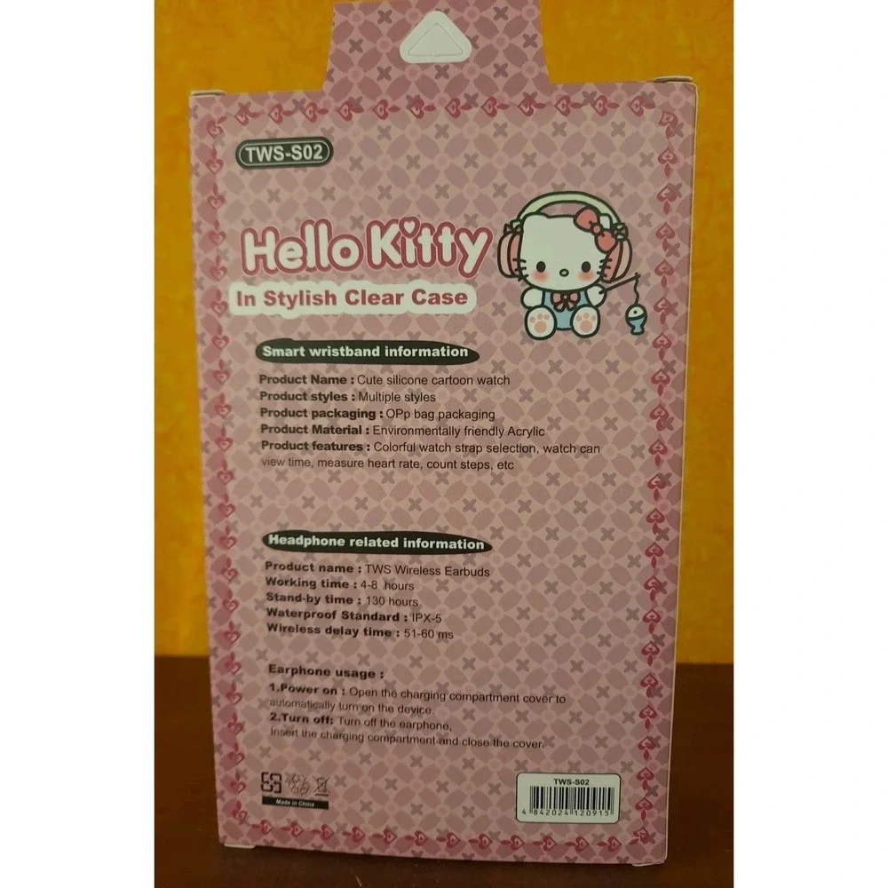 TWS Hello Kitty Digital Smart Watch With‎ Earbuds NIB